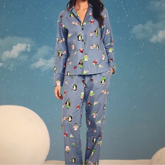 Old Navy Family Christmas Holiday Pajamas Set Navy Santa Print M Top & Pants - Picture 2 of 5